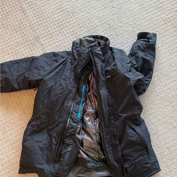 Columbia Black Jacket with Blue Zipper - Picture 1 of 7